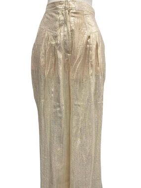 Rare HTF Alice McCall Champers Gold Metallic Silk Blend Pants 10